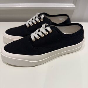 Maison Kitsuné Paris Canvas Deck Sneakers | Black & White | Size EU 36